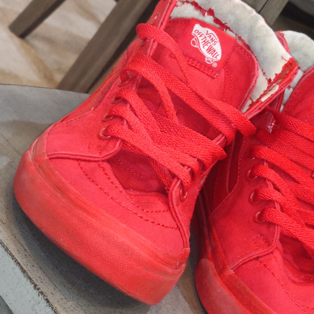 Vans Red Athletic Sneakers Low-Top Canvas